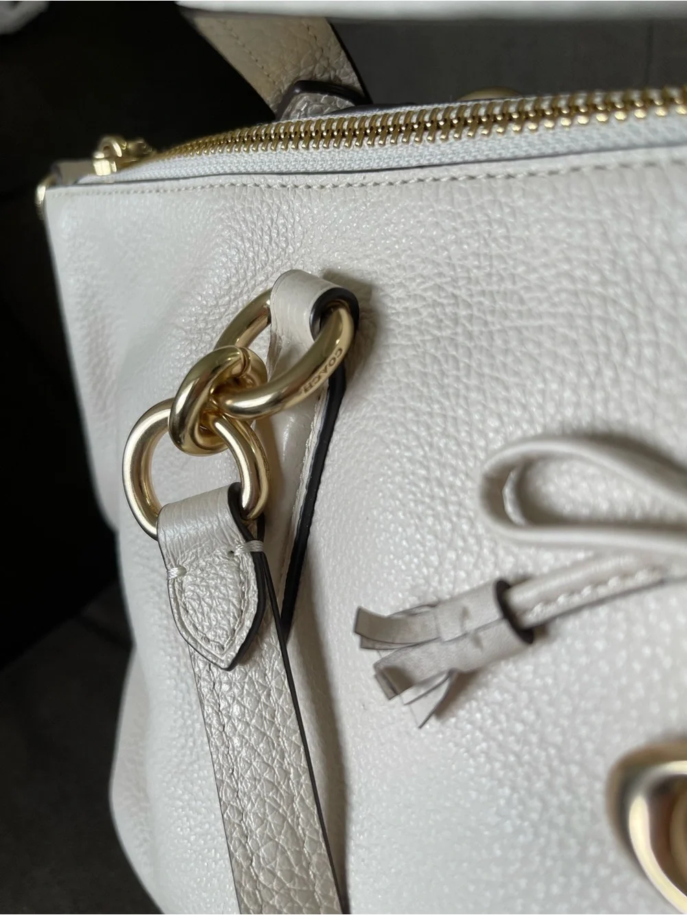 COACH Ally Pebbled Leather crossbody Chalk/Ivory  Satchel w/ Matching Wallet